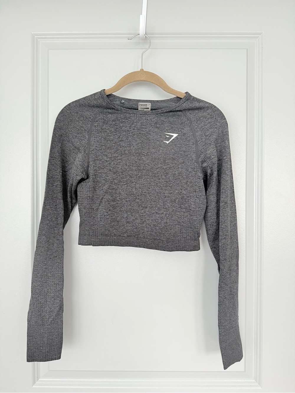 Gymshark Gray Seamless Cropped Long-Sleeve Fitness Top